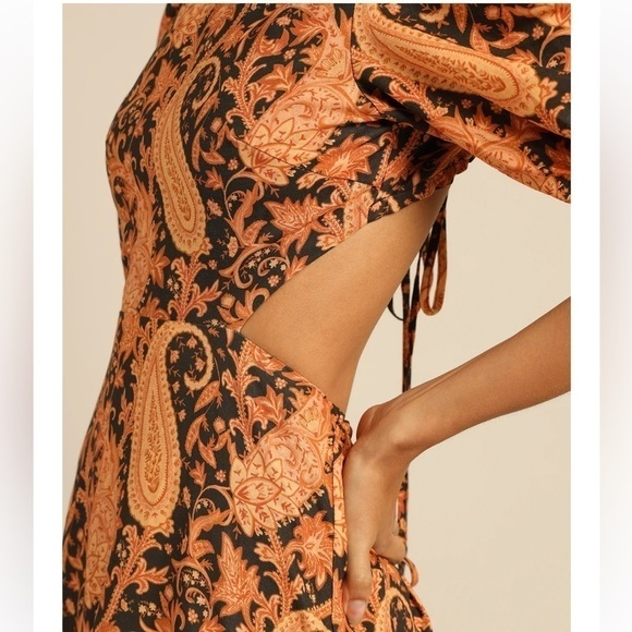 NWT Charlie Holiday X Free People Flores Burnt Paisley Midi Dress. Size 2 (XS). - Picture 5 of 11